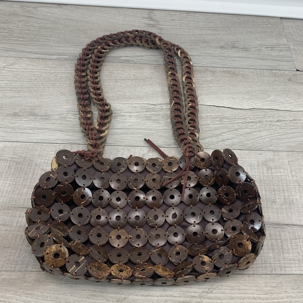 Handmade‎ Eco friendly Coconut shell buttons Women's Bag Handbag Shoulder Crafts